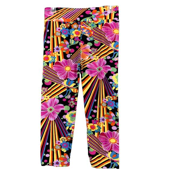 Girl's Floral Capri Pants Size L-XL Colorful Stretch Colorful Comfort Size 27x18 - Picture 1 of 9